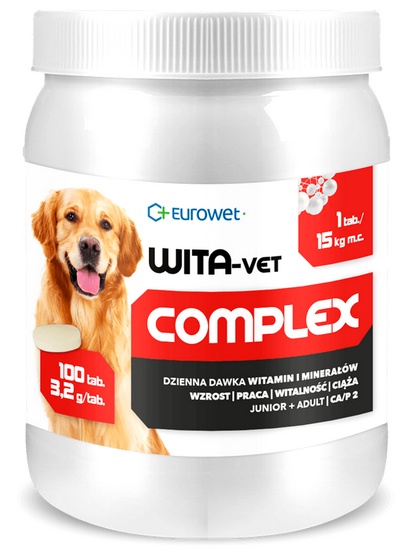 EUROWET Wita-Vet Ca/P=2 - suplement z witaminami dla psów 3,2g 100 tab.