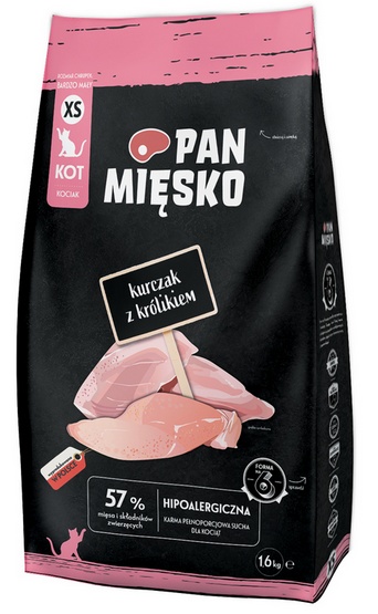 Pan Mięsko karma sucha dla kociąt Kurczak z królikiem 1,6 kg