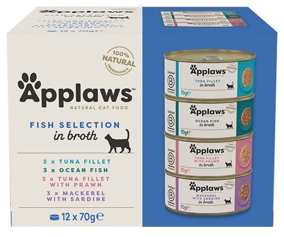 Applaws w galarecie & bulionie 24 x 70 g + przysmak Cat polędwica z tuńczyka 30 g gratis! Wybór rybny w bulionie
