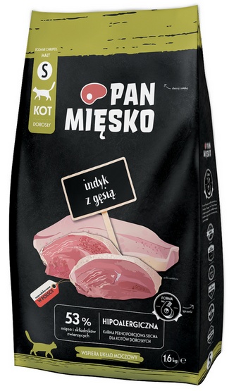 Pan Mięsko indyk z gęsią S sucha karma dla kota waga 1.6 kg