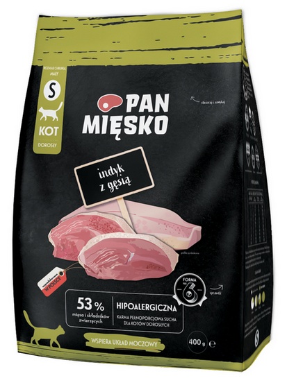 PAN MIĘSKO Indyk z gęsią dla kotów chrupki S 400 g