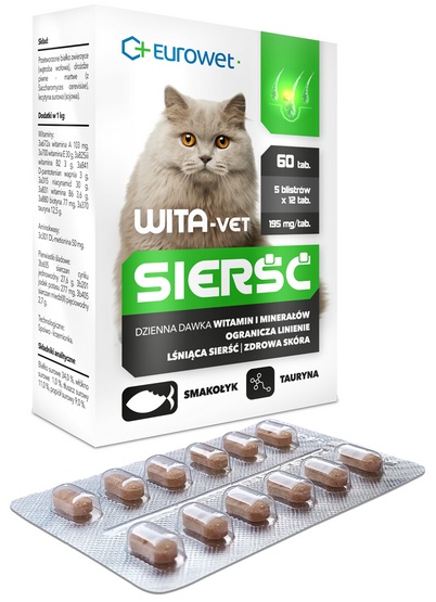 Eurowet Wita-Vet Tabletki Dla Kotów Na Sierść 60 Tabletek