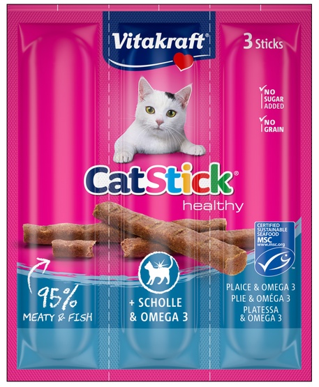 Vitakraft Cat Stick Mini kabanosy dla kota flądra z omega-3 3szt