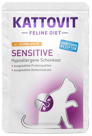 Kattovit Sensitive, saszetki - Kurczak i indyk, 12 x 85 g