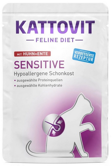 Kattovit Sensitive, saszetki - Kurczak i kaczka, 12 x 85