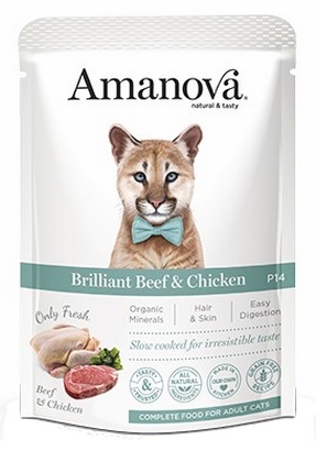 Amanova Cat Brilliant Beef & Chicken - wołowina i kurczak saszetka 85g [P14]