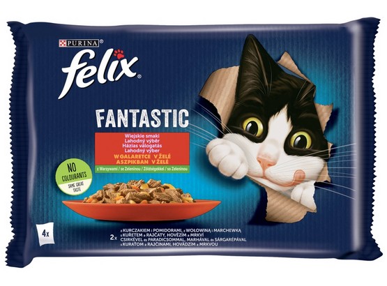 Purina Felix Fantastic Fantastic Wybór Mięs (wołowina+kurczak) w galaretce saszetka 4x85g
