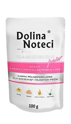 Dolina Noteci Premium Pies Junior Serca indyka i wątróbka z gęsi saszetka 100g MS_15852