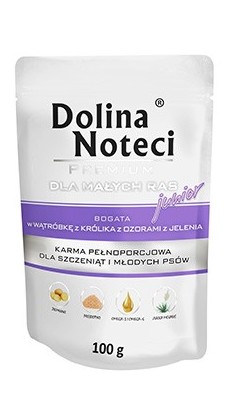Dolina Noteci Premium Pies Junior Wątróbka z królika i ozory z jelenia saszetka 100g MS_15854