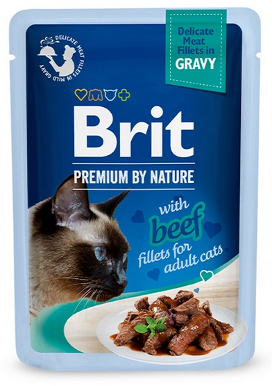 BRIT PREMIUM CAT Beef Gravy Fillets Adult - wołowina w sosie 85g (saszetka)