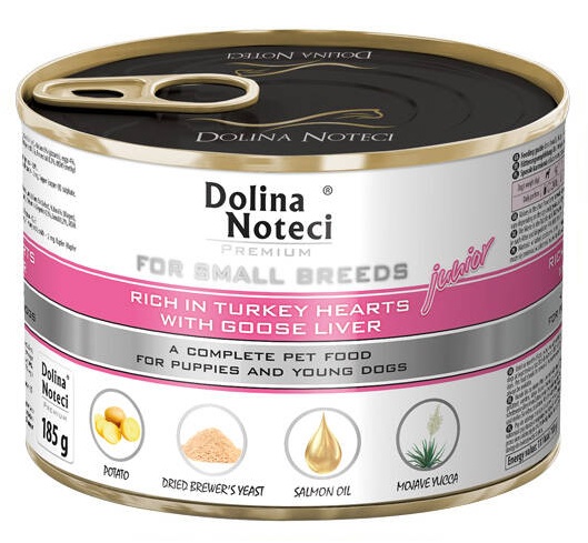 Dolina Noteci PREMIUM dla psów małych ras Szczenięta bogata w serca z indyka z wątró