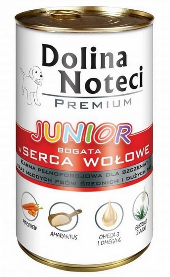 Dolina Noteci PREMIUM Szczenięta bogata w serca wołowe 400g