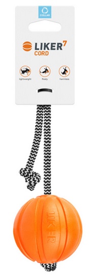 LIKER CORD Dog toy piłka na sznurku dla psa 7 cm