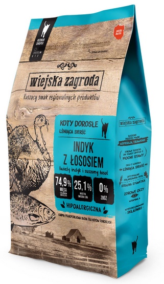Wiejska Zagroda Cat Indyk z łososiem 5 kg