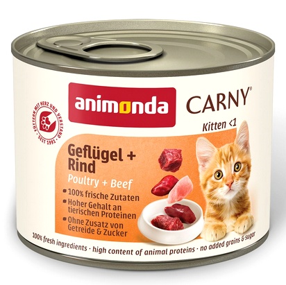 Megapakiet Animonda Carny Kitten, 24 x 200 g - Drób i wołowina