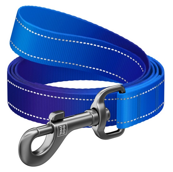 Collar WauDog Nylon Mono Smycz nylonowa odblaskowa L-XXL 25mm/200cm niebieska