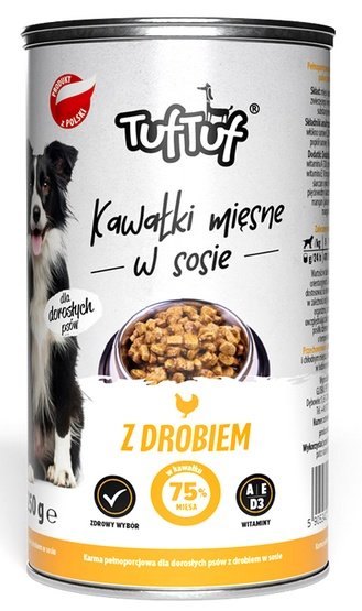 Karma mokra dla psa TUF TUF kawałki mięsne z drobiem 415 g