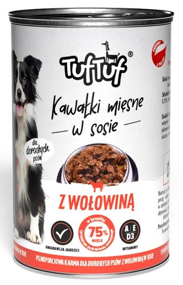 Karma mokra dla psa TUF TUF kawałki mięsne z wołowiną 415 g