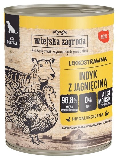 Wiejska Zagroda Indyk z jagnięciną Mokra Karma dla psa op 800g