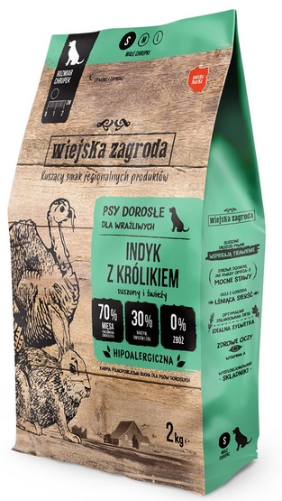 WIEJSKA ZAGRODA Indyk z królikiem chrupki S 2 kg -