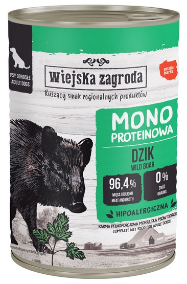 Wiejska Zagroda Karma mokra dla psa Monobiałkowa Dzik (dorosły) 400 g