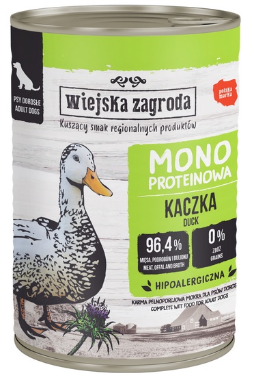 Wiejska Zagroda Karma mokra dla psa Monobiałkowa Kaczka (dorosły) 400 g