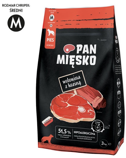 Pan Mięsko Karma sucha dla psa wołowina z koziną pies średni M 3 kg