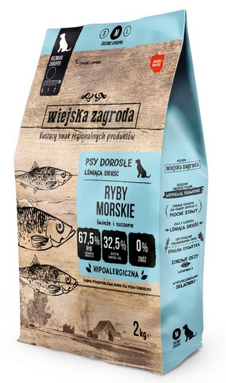 WIEJSKA ZAGRODA Ryby Morskie Karma dla psa  chrupki M - 2kg