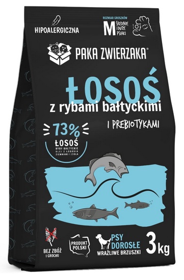 Paka Zwierzaka Sucha Karma dla Psa Łosoś Ryby Bałtyckie 3kg