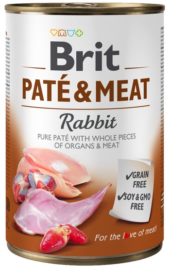 Brit Pate & Meat Dog Rabbit KRÓLIK 400g  od 95zł +DO 3% ZWROTU W PROGRAMIE LOJALNOŚCIOWYM PATE-400-RABBIT