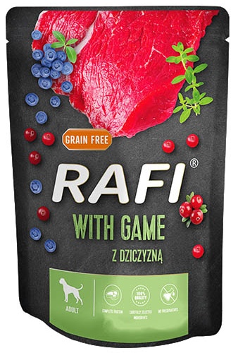 Rafi z dziczyzną dla psa saszetka 300g czarne opakowanie)