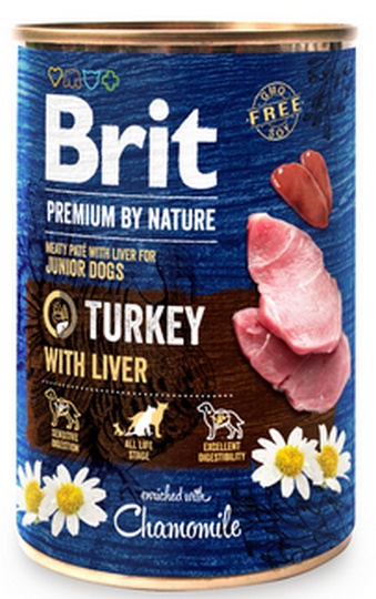 BRIT PREMIUM BY NATURE TURKEY&LIVER - mokra karma dla szczeniaka - 400g