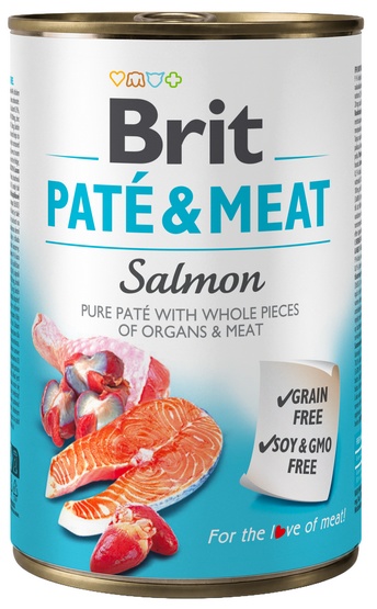Brit Pate & Meat Dog Salmon ŁOSOŚ 400g  od 95zł +DO 3% ZWROTU W PROGRAMIE LOJALNOŚCIOWYM PATE-400-SALMON
