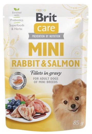 Brit Care Mini Rabbit & Salmon fillets in gravy 85g 42204-uniw
