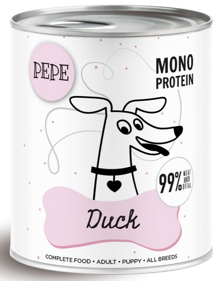 PAKA ZWIERZAKA PEPE Duck 99% (kaczka) 800 g monoproteinowa karma
