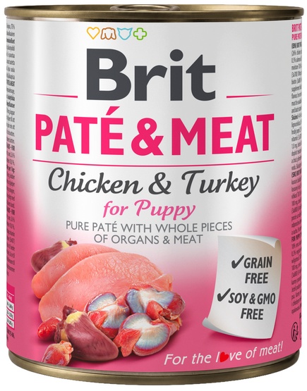 Brit PATÉ & MEAT CHICKEN & TURKEY FOR PUPPY 800g