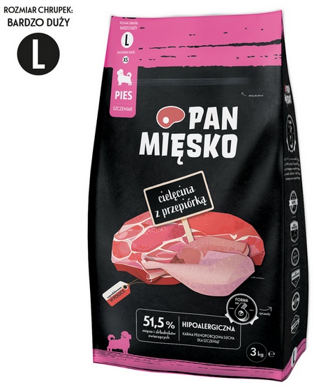 Pan Mięsko dla Szczeniąt Cielęcina z Przepiórką L 3kg