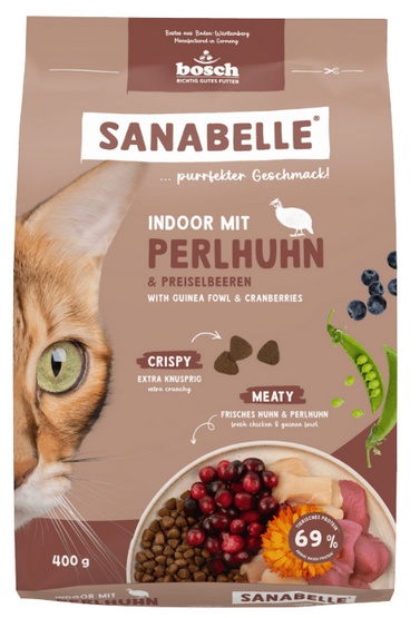 SANABELLE Indoor Perliczka 400 g dla kotów niewychodzących