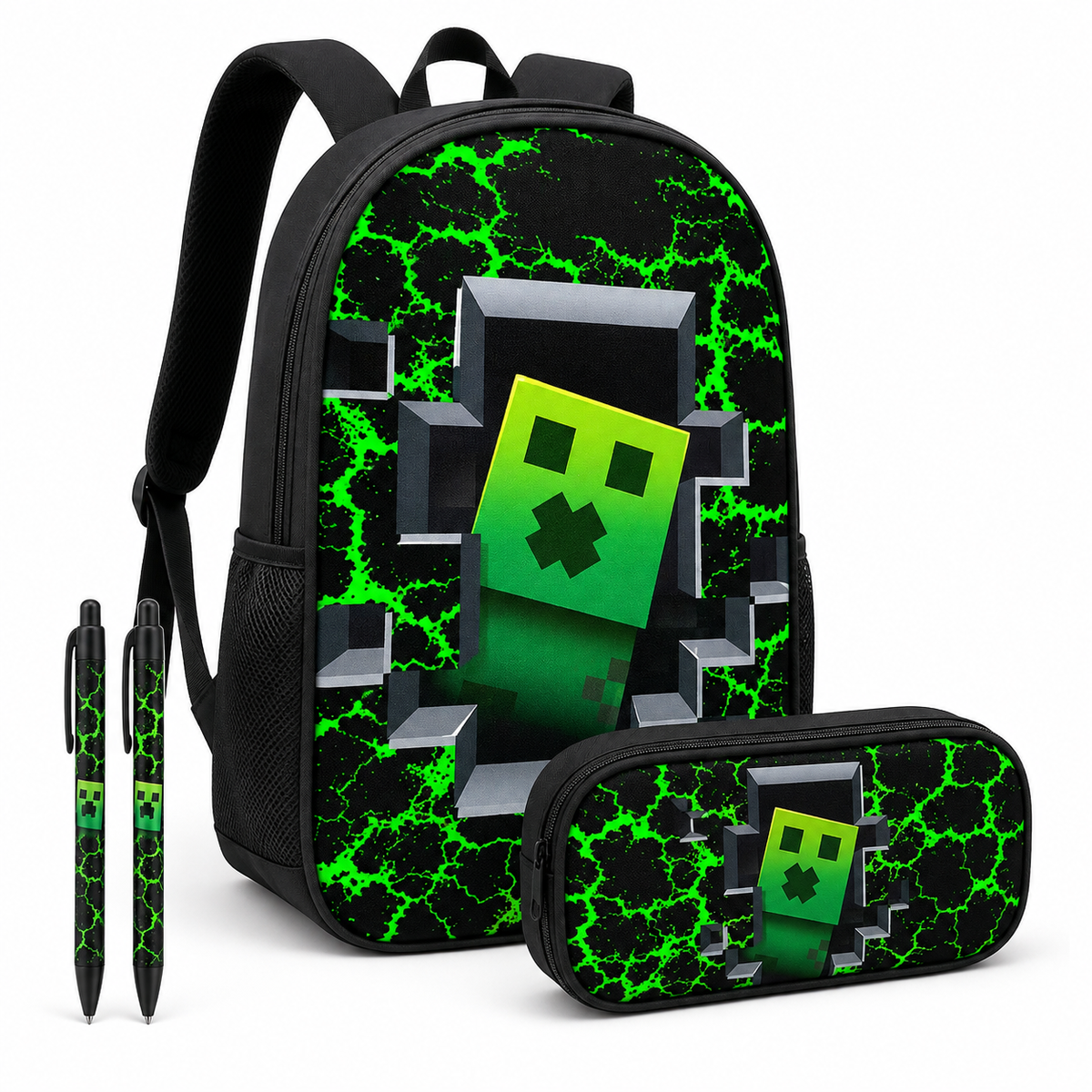 PLECAK MINECRAFT 3D + PIÓRNIK + PRZYBORY 6EL. NOWA KOLEKCJA KL.1-3