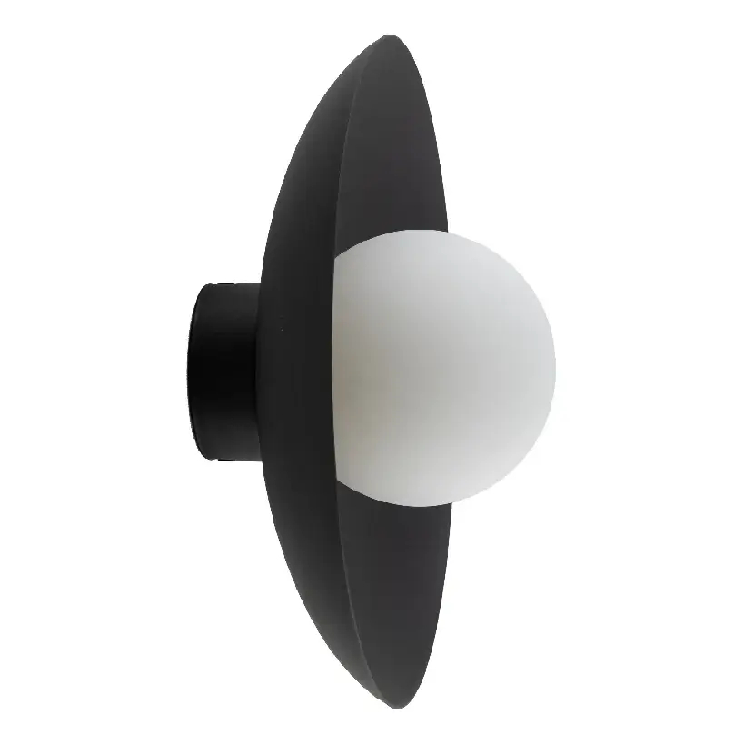 Lampa ścienna do jadalni Slate 10934 mleczna kula tarcza czarny