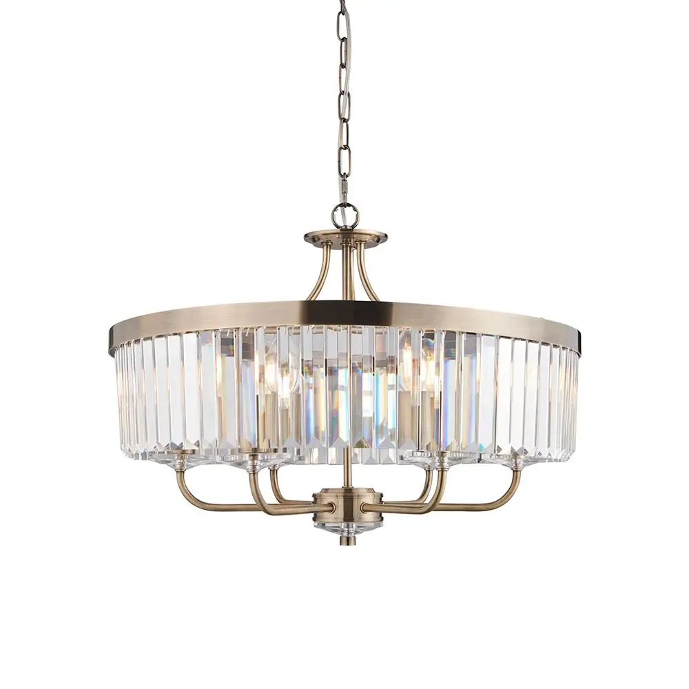 Wisząca lampa glamour L&-1102505 kryształowa mosiądz przezroczysta
