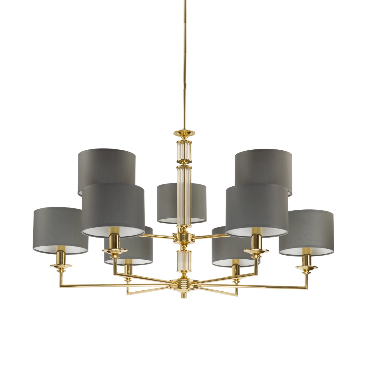 Wisząca lampa salonowa Artu ART-ZW-9 (Z) z abażurami szara mosiądz