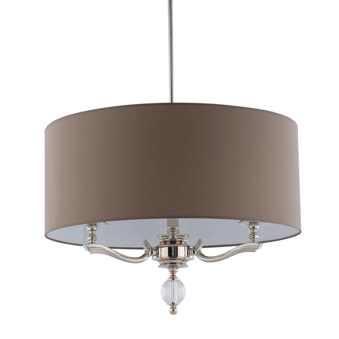 Klasyczna lampa wisząca Tivoli TIV-ZWD-3 (N) z abażurem brązowa nikiel