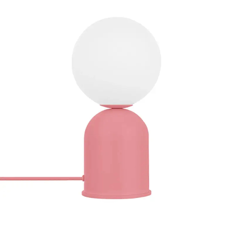 Nocna lampa LUOTI LUS188P1 szklana biała różowa G9 12W okrągła z włącznikiem do sypialni