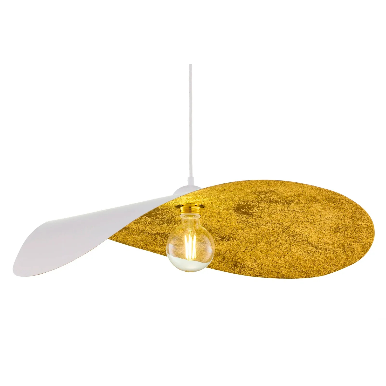 Wisząca falowana lampa LEAF biała złota 1xE27 kapelusz 41921