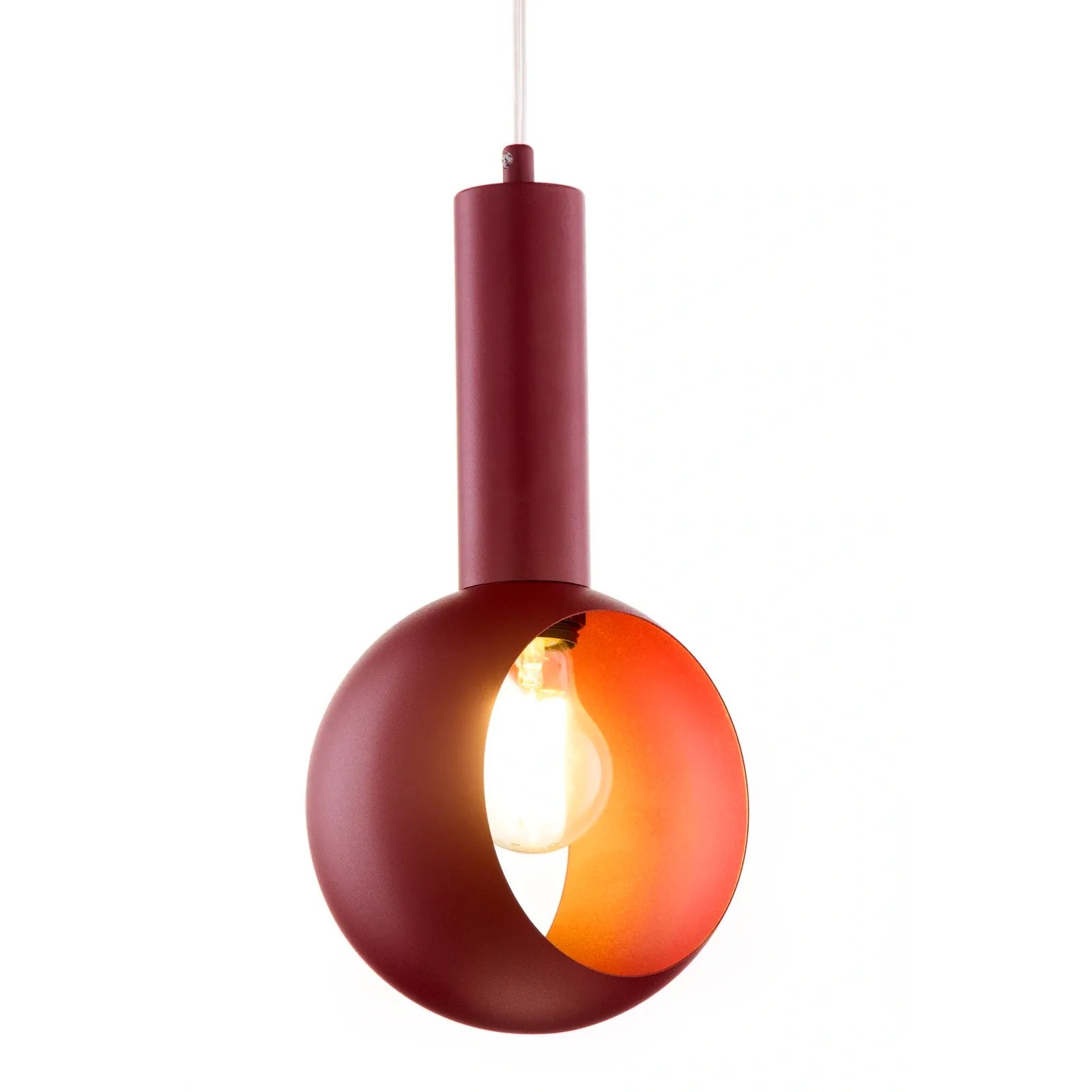 Burgundowa lampa wisząca VITRUM oczko 1xE27 metalowa do jadalni 41636