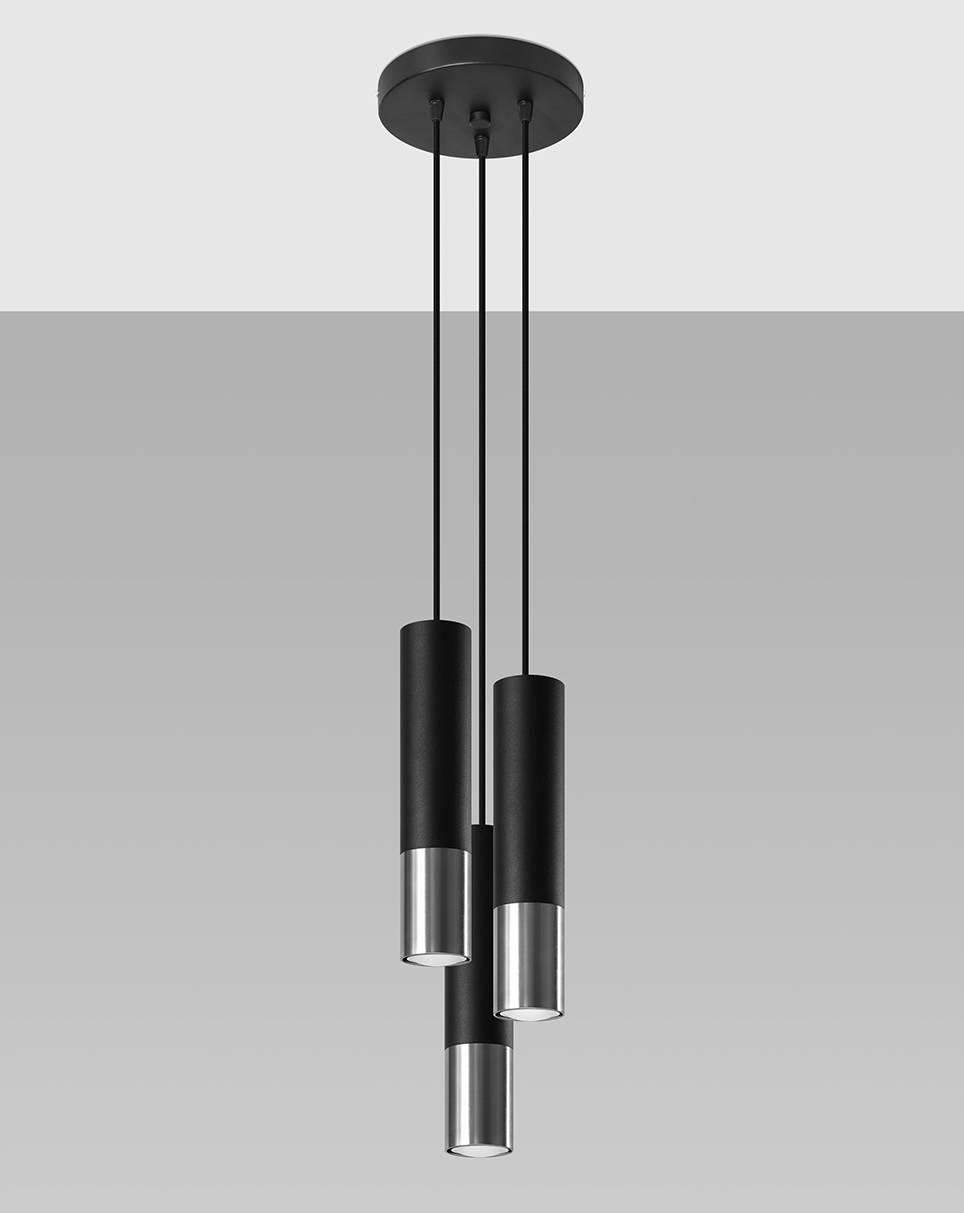 Modernistyczna LAMPA wisząca SL.0943 loftowy tuby kaskada czarna chrom OUTLET