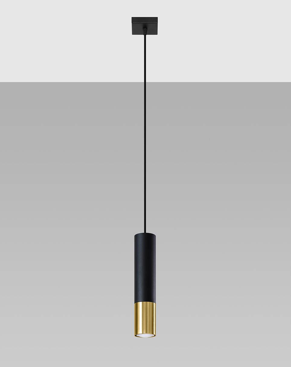 Loftowa LAMPA wisząca SL.0952 modernistyczny ZWIS tuba czarna złota OUTLET