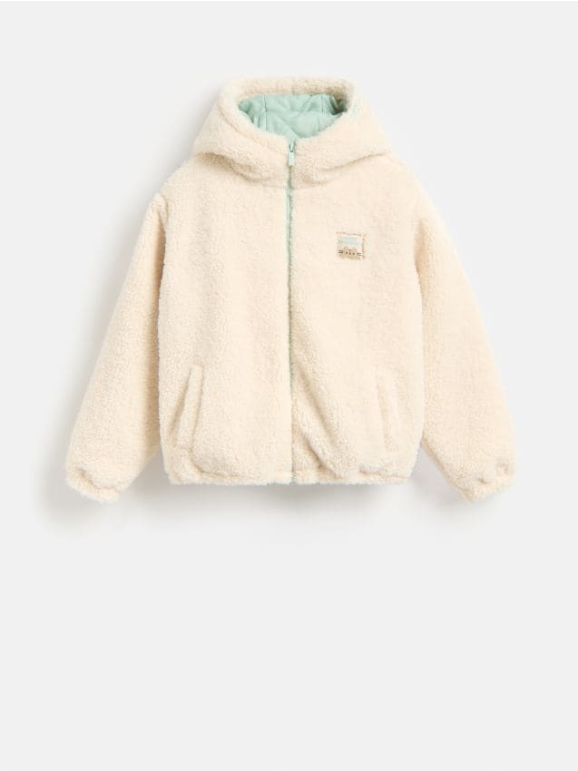 Reserved - Kurtka z imitacji baranka Pusheen - złamana biel