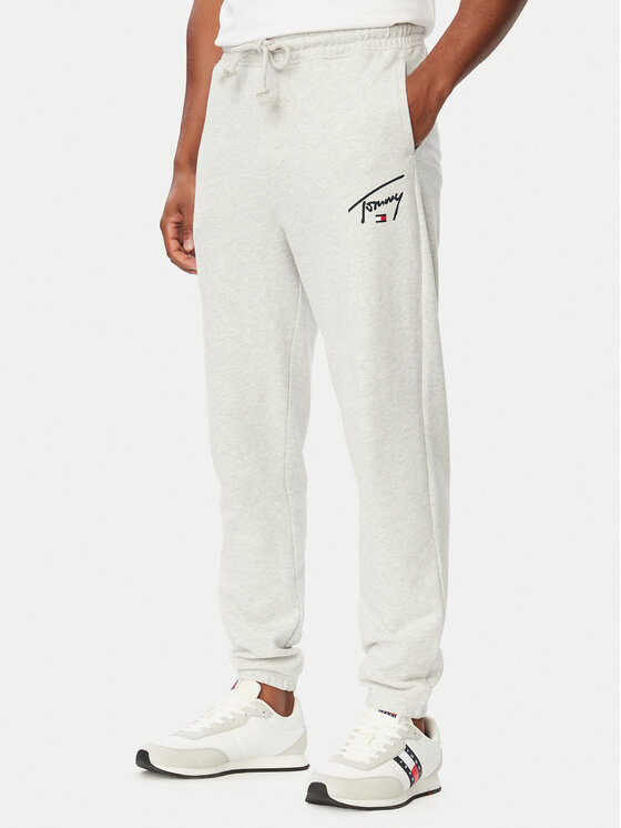 Tommy Jeans Spodnie dresowe DM0DM23593 Szary jasny Regular Fit